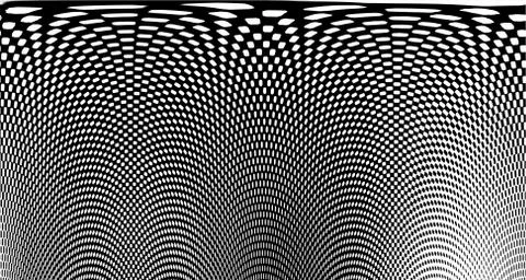 Halftone wave psychedelic background. Curved gradient texture or pattern. Ver Stock Illustration