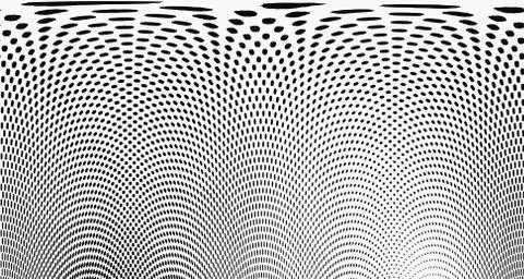 Halftone wave psychedelic background. Curved gradient texture or pattern. Ver Illustrazione stock
