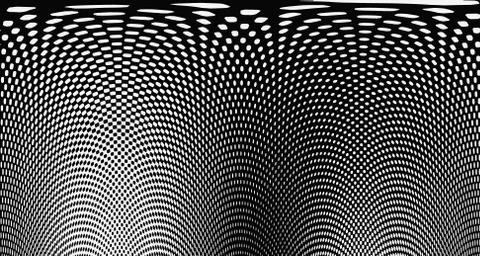 Halftone wave psychedelic background. Curved gradient texture or pattern. Ver Illustrazione stock