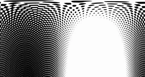 Halftone wave psychedelic background. Curved gradient texture or pattern. Ver Stock Illustration