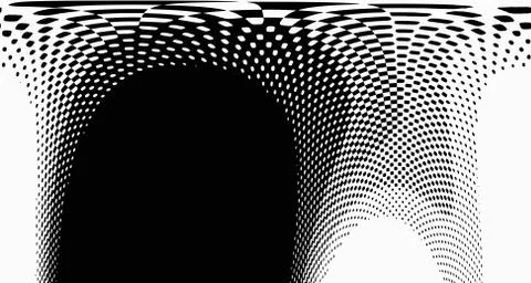 Halftone wave psychedelic background. Curved gradient texture or pattern. Ver Stock Illustration