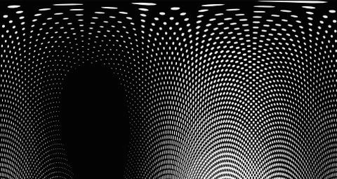 Halftone wave psychedelic background. Curved gradient texture or pattern. Ver Illustrazione stock