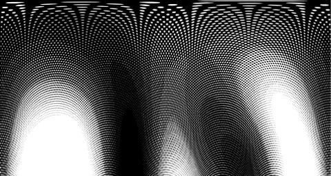 Halftone wave psychedelic background. Curved gradient texture or pattern. Ver Illustrazione stock