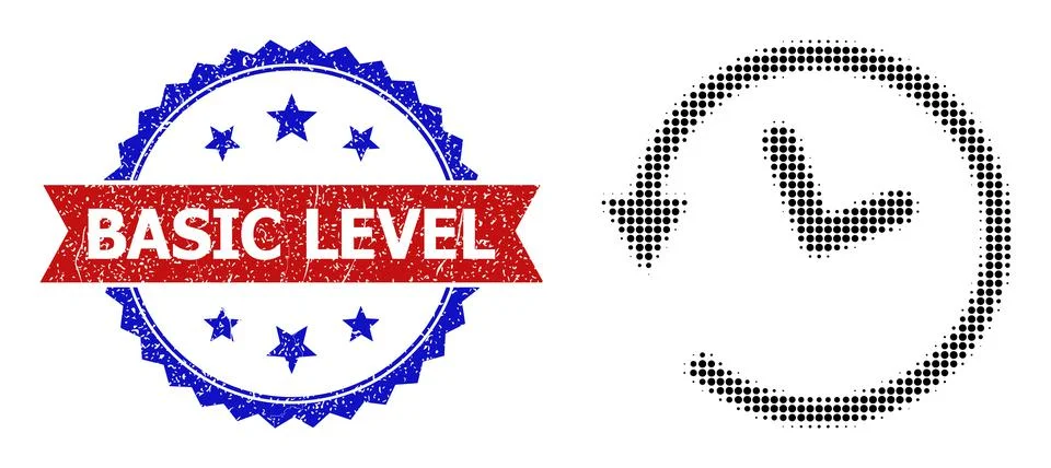 Halftone Wayback Machine Icon and Unclean Bicolor Basic Level Stamp Seal Stock Illustration
