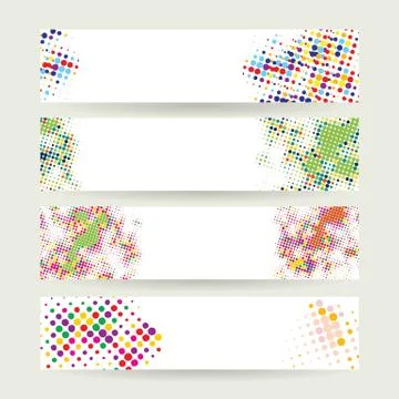 Halftone web header set Stock Illustration