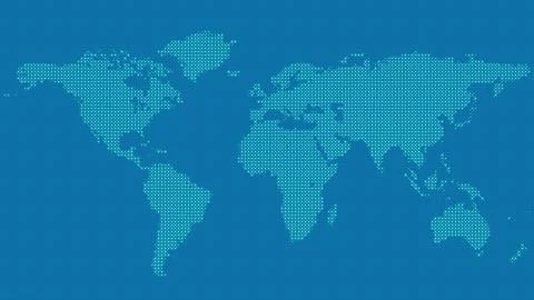 Halftone world map background from dots Stock Illustration