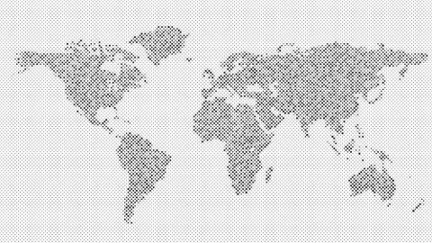 Halftone world map background - vector dot pattern Illustrazione stock