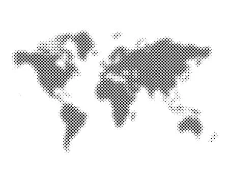 Halftone world map. Vector illustration Stock Illustration