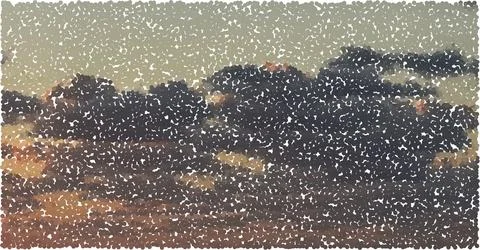 Halftone xerox clouds in the sky. Retro pop art dotted texture with xerox g.. Stock Illustration