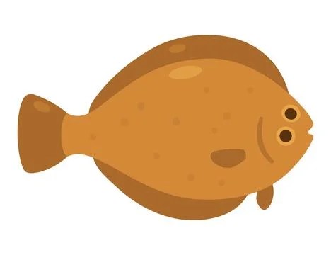 Halibut fish color icon Stock Illustration