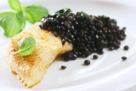 Halibut Meal Stock Photos