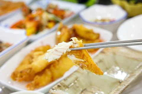 Halibut plaice fish fried Foto stock