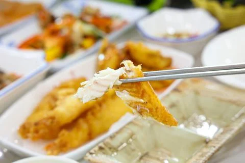Halibut plaice fish fried Foto stock