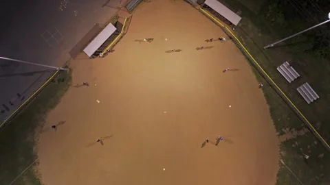 Halifax Baseball Field at Night - Full Game Aerial Perspective Stock Footage 281433396