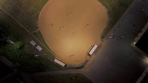 Halifax Baseball Field at Night - Full Game Aerial Footage Stock Footage 281433981