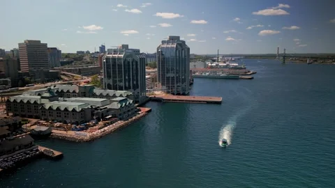 Halifax, Canada. Aerial view of the ship with tourists. Stock Footage 244728292