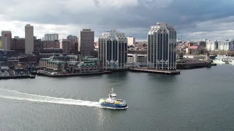 Halifax Ferry with the Halifax Skyline in the Background Stock Footage 150448003