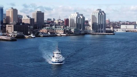 Halifax Ferry with Skyline in the Background Stock Footage 150447992