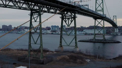 Halifax Harbour Mackay Bridge with downtown in background, Nova Scotia - Canada Stock Footage 129529013
