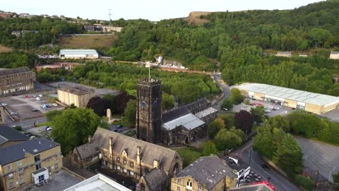 Halifax Minster by Drone Stock Footage 208082964