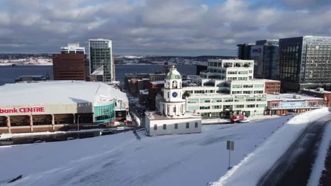 Halifax, Nova Scotia- Clock Tower in Winter Stock Footage 166884671