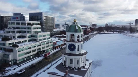 Halifax, Nova Scotia - Clock Tower in Winter Stock Footage 166885142