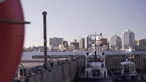 Halifax Skyline, Boardwalk with foreground Stock Footage 71345593