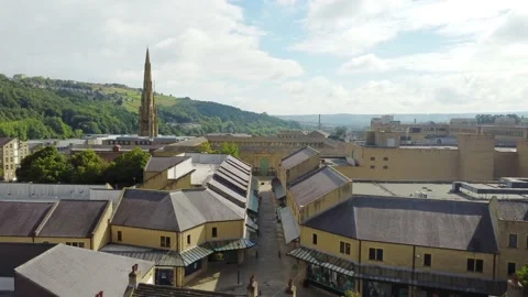 Halifax Town Centre by Drone Stock Footage 211399072