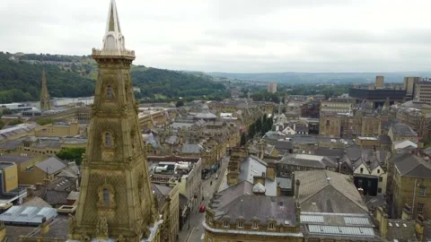 Halifax Town Centre by Drone Stock Footage 211402333