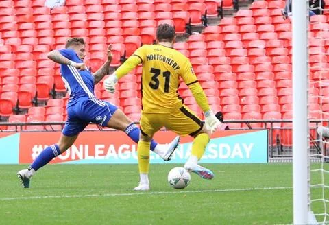 Halifax Town v Gateshead FA Trophy 21/05/2023. Final GOAL 1-0 FC Halifax T... Stock Photos