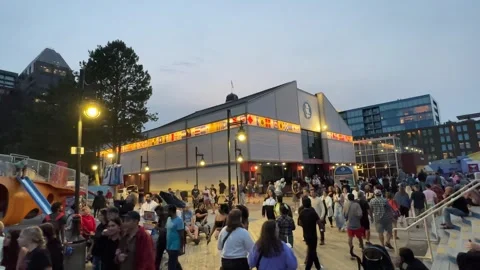 Halifax waterfront, huge crowd, Busker Festival, NOVA SCOTIA, CANADA Stock Footage 247419389