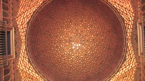 The Hall of  Ambassadors (ceiling) in Sevilla, Spain Stock Footage 196000373