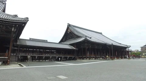 Hall and Ginkgo Tree at Temple in Kyoto, Japan Stock Footage 58797161