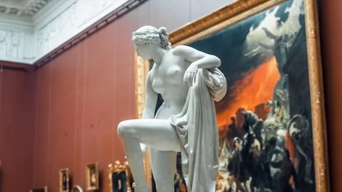 Hall Of A Briullov In The State Russian Museum Stock Footage
