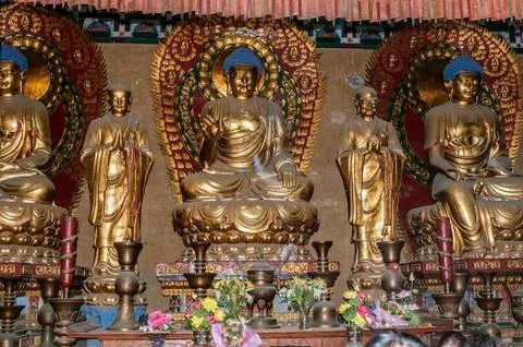 The Hall of the Buddhist Trinity. Stock Photos