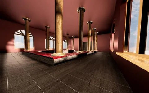 Hall with columns 3d Stock Illustration