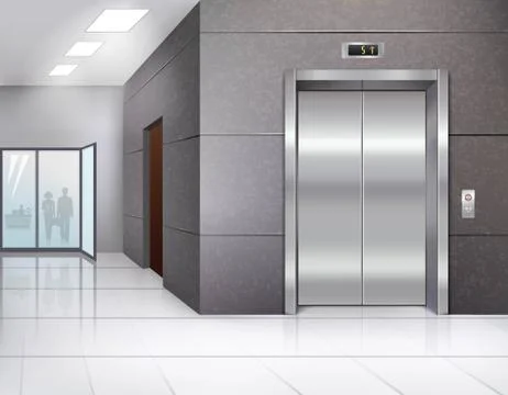 Hall with elevator Stock Illustration