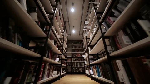 Hall in Library books Video stock 75522662