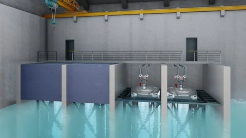 Hall with a modular nuclear reactor SMR. Stock Footage 287985326