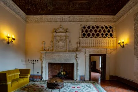 Hall of the Palace of the Counts of Miranda or Avellaneda in Pearanda de Duer Stock Photos