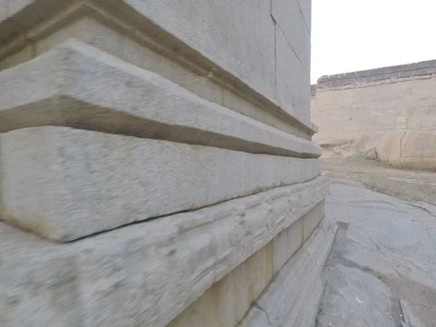 Hall of pillars in beautiful ancient temple in Hampi, India. Stock Footage 83469324