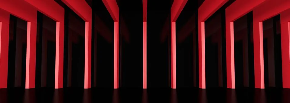 Hall with Red Beams Stock Illustration