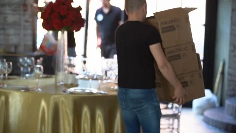 The hall of the restaurant is a man Stock Footage 103469836