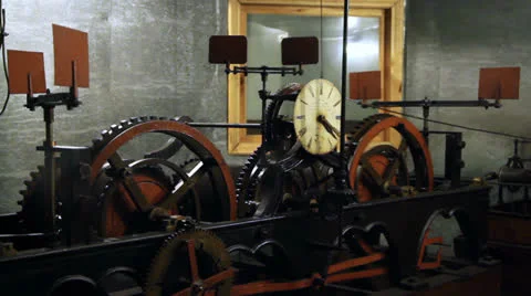 Hall town clock mechanism Stock Footage 26239599