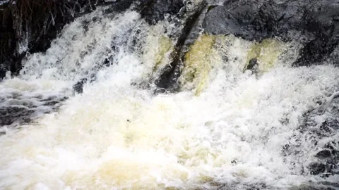 Hallamölla water fall, winter, Skåne, Sweden Stock Footage 221583150
