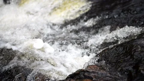 Hallamölla water fall, winter, Skåne, Sweden Stock Footage 221583580