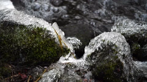 Hallamölla water fall, winter, Skåne, Sweden Stock Footage 221583692