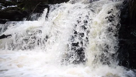 Hallamölla water fall, winter, Skåne, Sweden Stock Footage 221583697