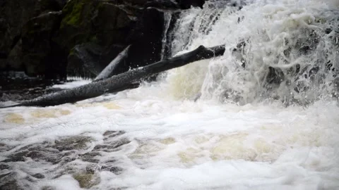 Hallamölla water fall, winter, Skåne, Sweden Stock Footage 221583706