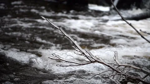 Hallamölla water fall, winter, Skåne, Sweden Stock Footage 221583707